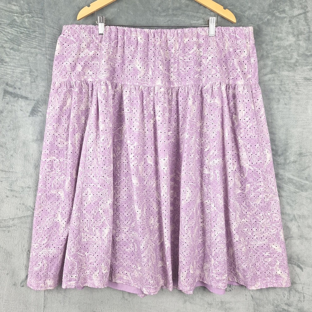 Womens Skirt 22 Purple Floral Eyelet Cottagcore‎ Midi Feminine Embroidered Fairy